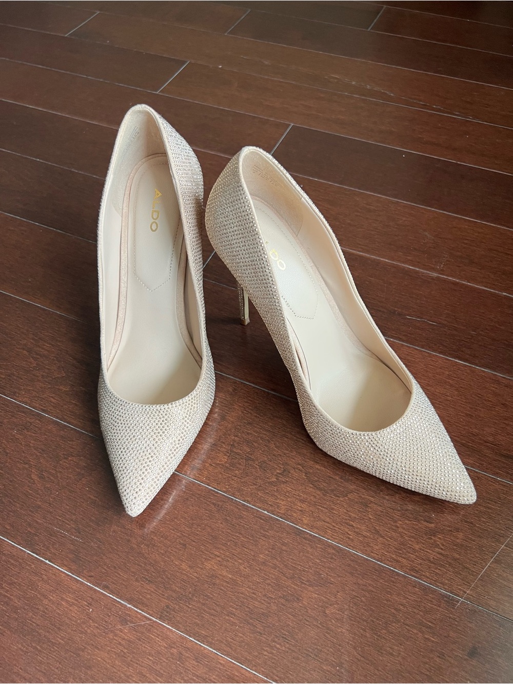 Aldo Champagne Glitter Pointed-Toe Stiletto Pumps